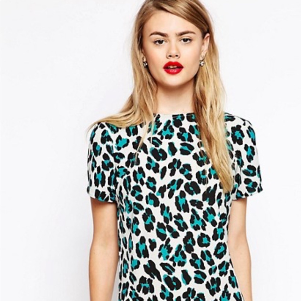 ASOS Petite | Turquoise Leopard Print Dress - 4P